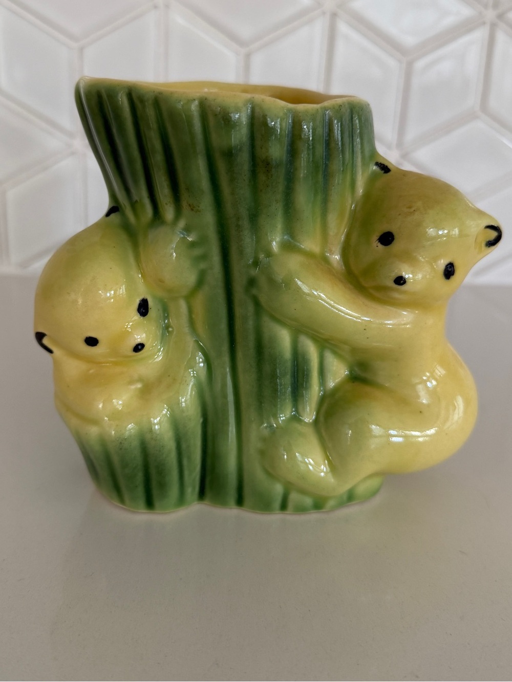 McMASTER Canada Pottery Vintage Bear Vase Planter Mid-Century Kitschy Whimsical